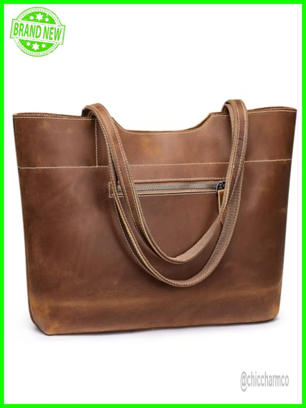 Genuine Leather Tote Bag Large Handbag Shoulder Purse for Women - Picture 1 of 6